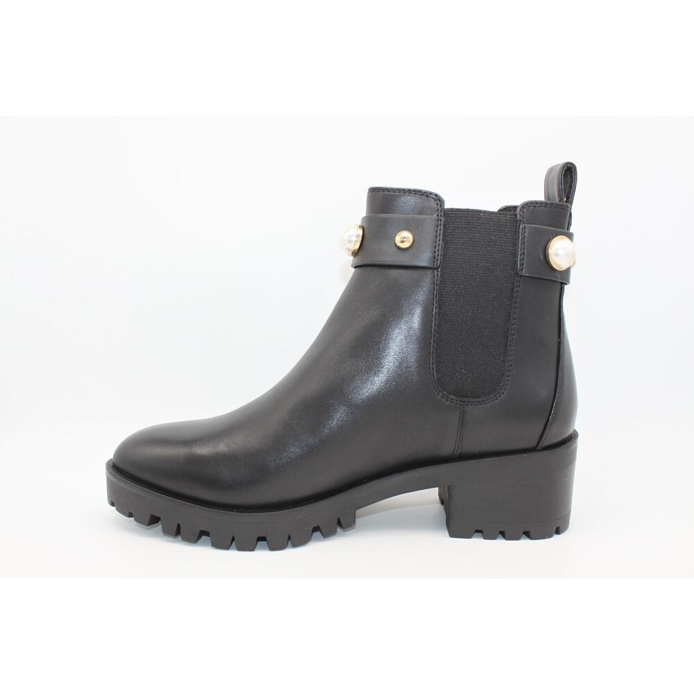 NWT Karl Lagerfeld Paris Pola Black Smooth Calf Lea Gold Pearl Boots Size 7.5M - Picture 5 of 13